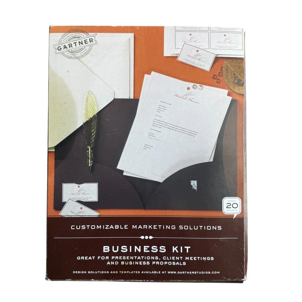 Gartner Studios Business Kit Customizable Marketing Solutions 20 Packets Brown